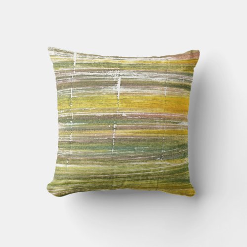 Yellow and green stripes throw pillow