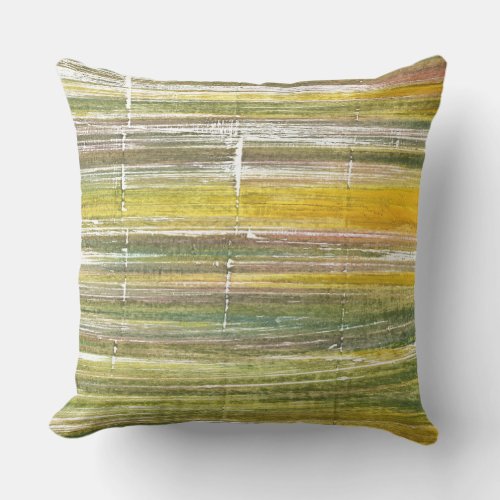Yellow and green stripes throw pillow