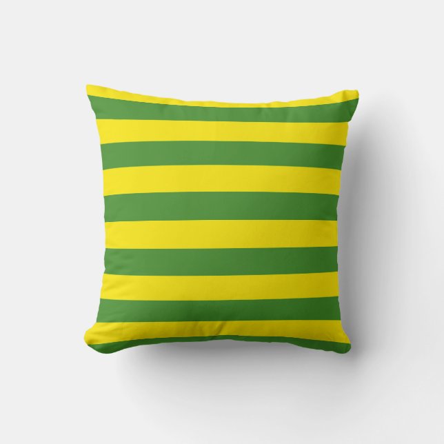 Yellow and Green Stripes Throw Pillow (Front)