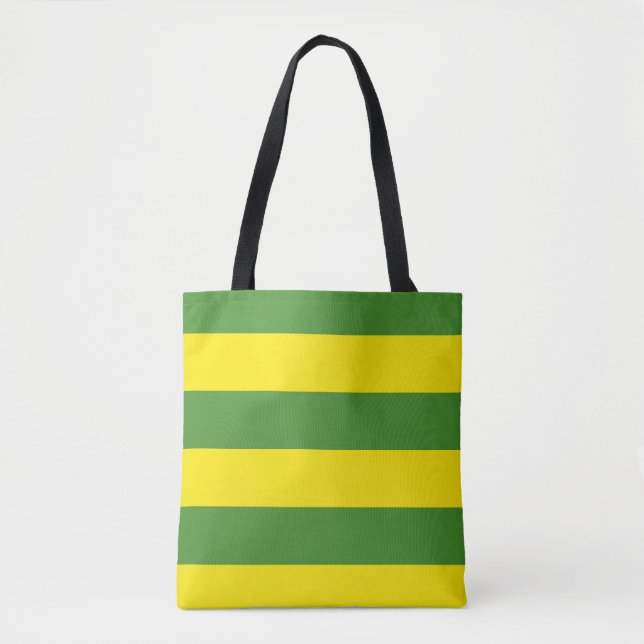 Yellow and Green Stripes Tote Bag (Front)
