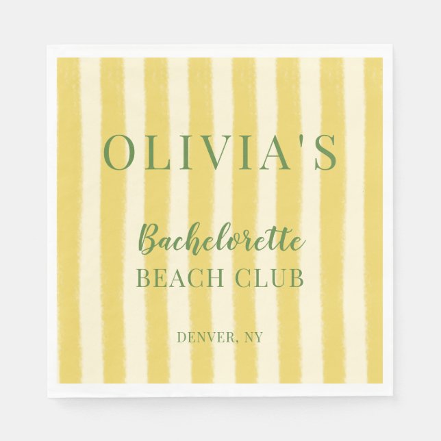 Yellow and Green Summer Bachelorette Napkins (Front)