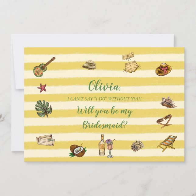 Yellow and Green Summer Bridesmaid Proposal Card (Front)