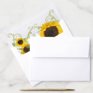 Yellow and Green Sunflower Floral Wedding Envelope Liner