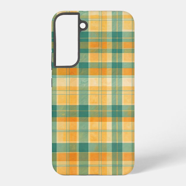Yellow and Green Tartan Plaid Pattern Samsung Galaxy Case (Back)