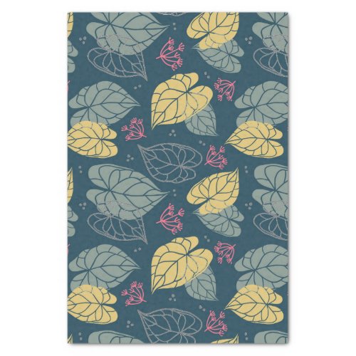 Yellow and green tropical leaves pattern tissue paper