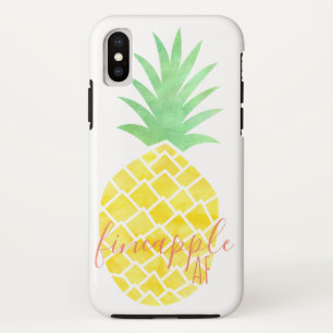 Yellow and Green Watercolor Pineapple Fineapple AF iPhone X Case