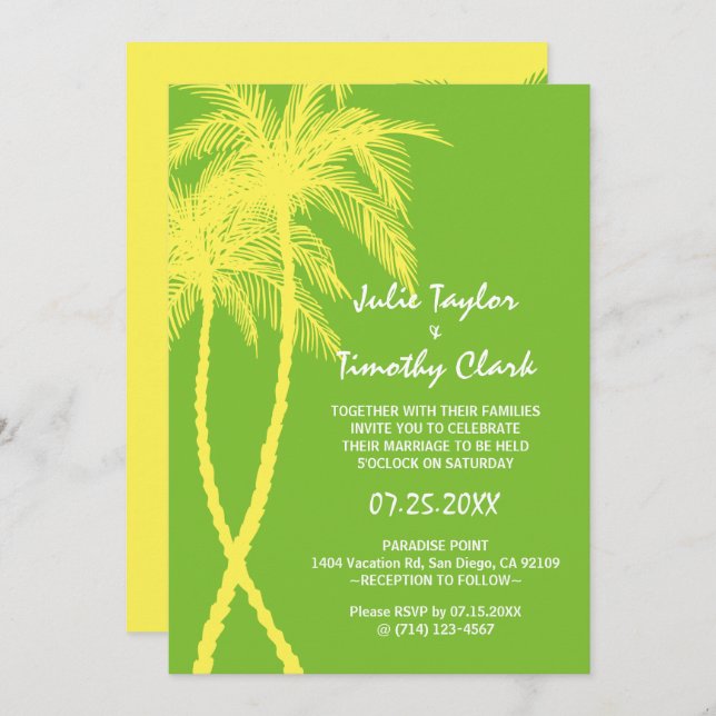 Yellow and Green Wedding Invitations (Front/Back)