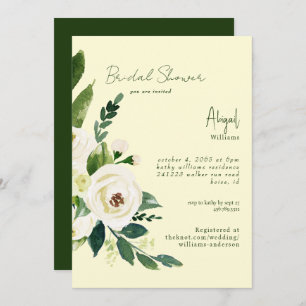 Yellow and Green White Floral Bridal Shower Invitation