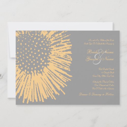 Yellow and Grey Abstract Floral Wedding Invitation