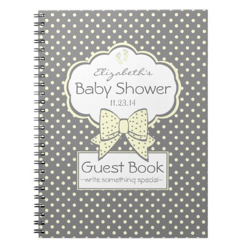 Yellow and Grey Baby Shower Guest Book_ Notebook