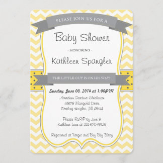 Yellow and Grey Baby Shower Invitation
