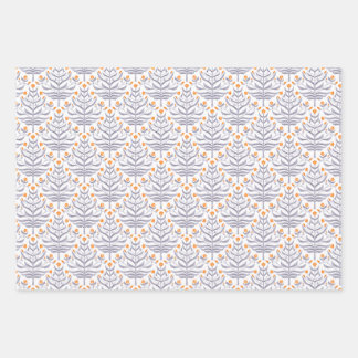 Yellow and grey branching floral gift wrap
