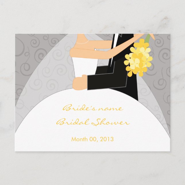 Yellow and Grey Bridal Shower Advice Cards (Front)