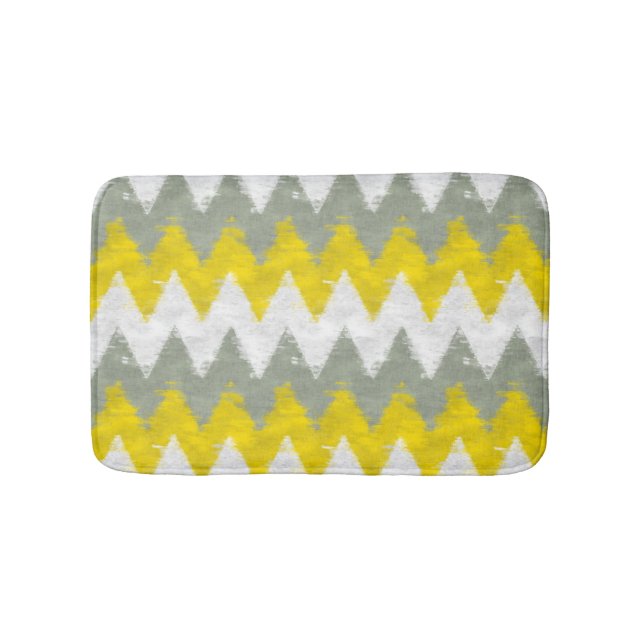 Yellow and Grey Chevron Bathroom Mat (Front)