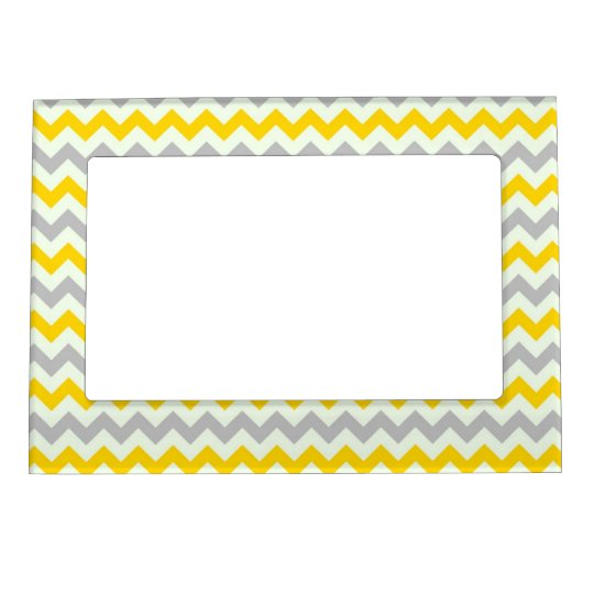 Yellow and Grey Chevron Magnetic Frame | Zazzle.com