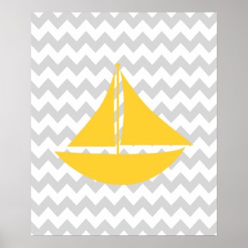 Yellow And Grey Chevron Nautical Ship Poster by cranberrydesign at Zazzle