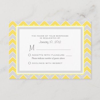 Yellow And Grey Chevron Wedding Rsvp Custom by prettypicture at Zazzle