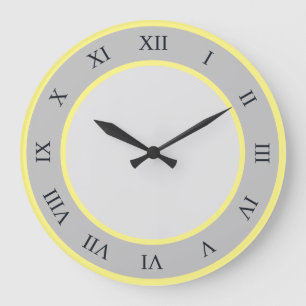 Yellow And Grey Circles With Roman Numerals Large Clock