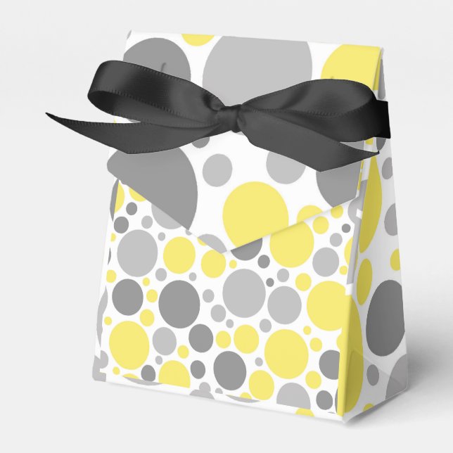 Yellow And Grey Dots Favor Boxes (Front Side)