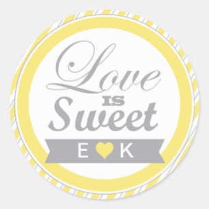 Yellow and Grey Favor Stickers