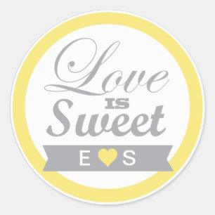 Yellow and Grey  Favor Stickers