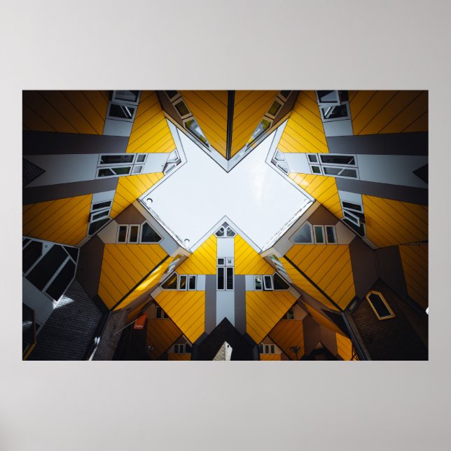 YELLOW AND GREY GEOMETRIC BUILDINGS POSTER (Front)