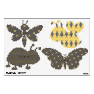 Yellow and grey Insects wall decal