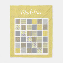 Yellow and Grey Multiple Patterns Quilt Look 