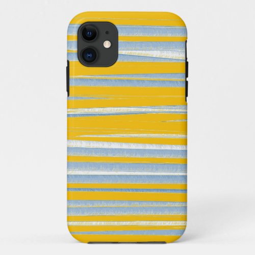 Yellow and grey paint stripes graphic art iPhone 11 case