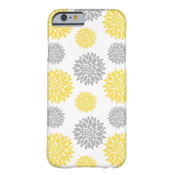 Yellow And Grey Peony Floral Pattern Barely There Iphone 6 Case by eventfulcards at Zazzle