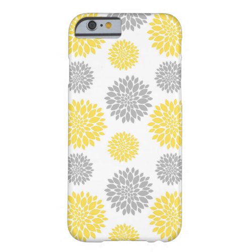 Yellow and Grey Peony Floral Pattern Barely There iPhone 6 Case