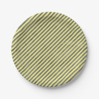 Yellow and grey watercolor stripes paper plate