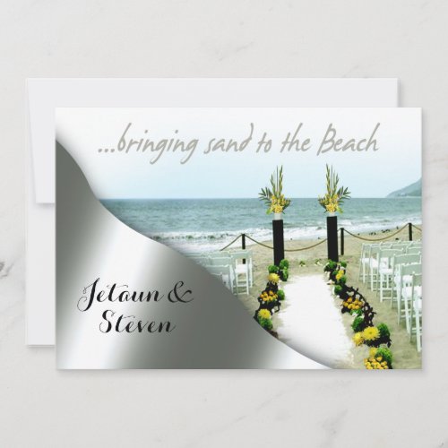 Yellow and Grey Wedding on the Beach Invitation