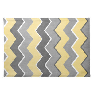 Yellow and Grey Zig Zag Pattern Cloth Placemat