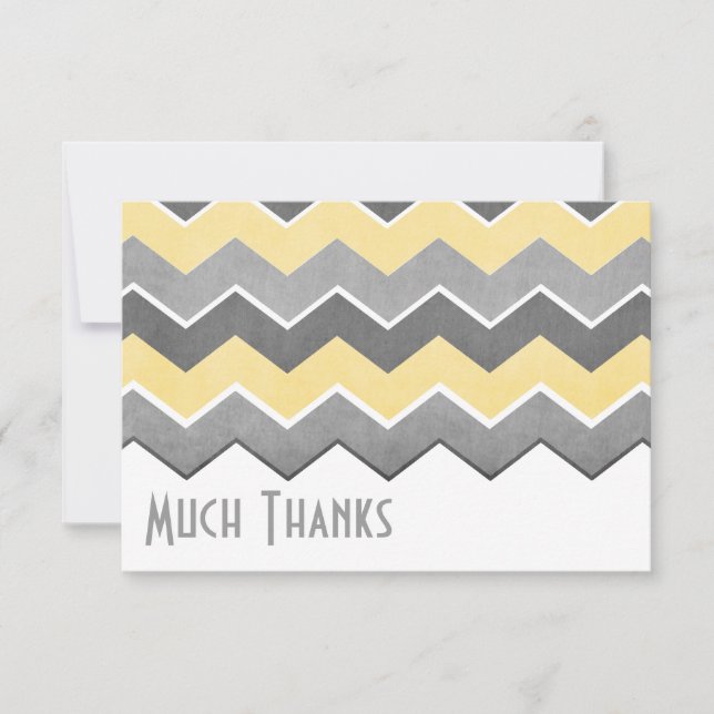 Yellow and Grey Zig Zag Pattern Thank You Card (Front)