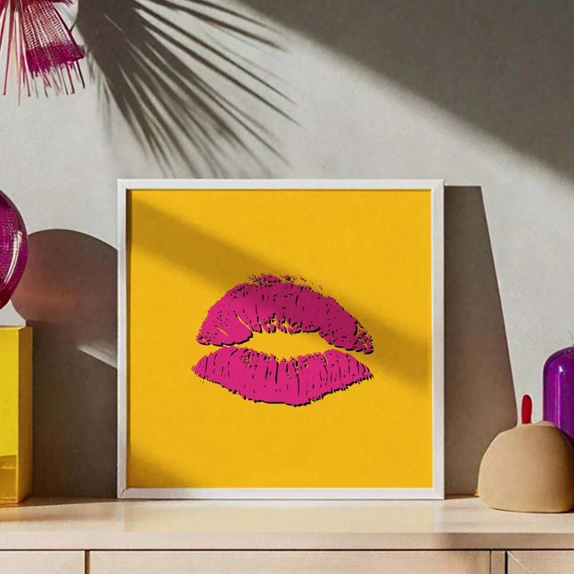 Yellow and Hot Pink Kissing Lips Poster (Creator Uploaded)
