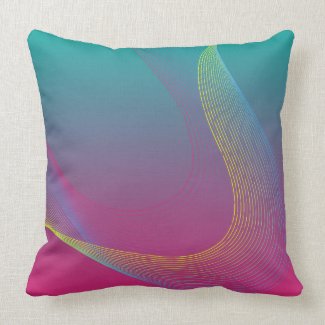 Yellow and hot pink lines throw pillow