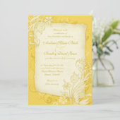 Yellow and Ivory Floral Wedding Invitation (Standing Front)