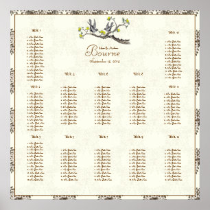 Yellow and Ivory Vintage Love Birds Poster