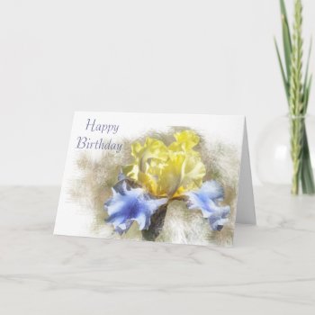 Yellow And Lavender Iris Card by bluerabbit at Zazzle