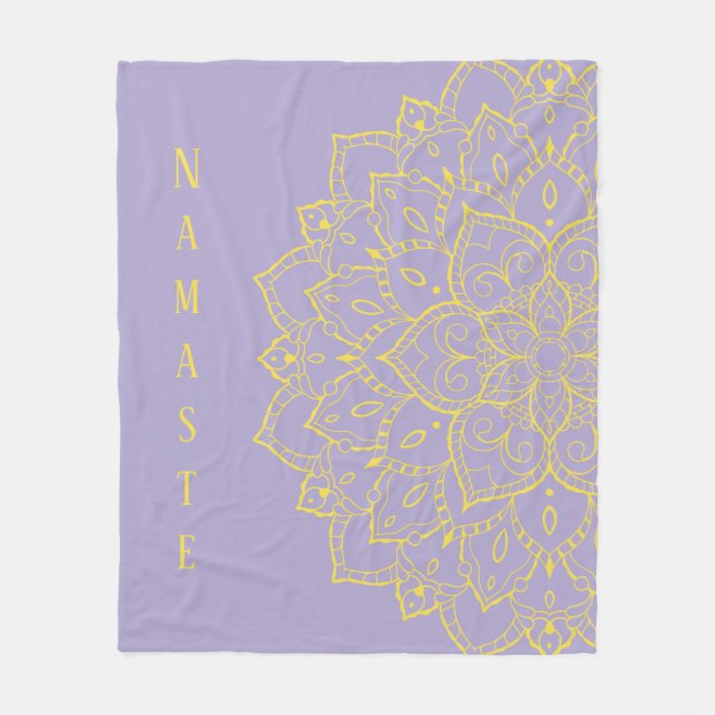 Yellow and Lavender Mandala Fleece Blanket (Front)