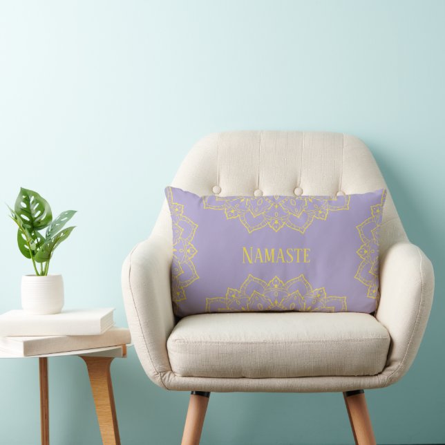 Yellow and Lavender Mandala Lumbar Pillow (Chair)