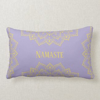 Yellow and Lavender Mandala Lumbar Pillow