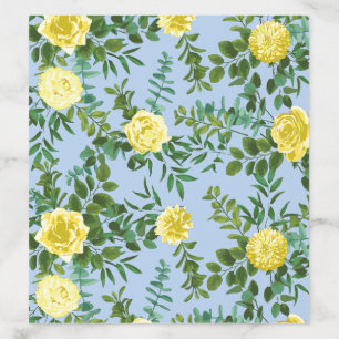 Yellow and Light Blue Rose Vintage Spring Wedding Envelope Liner