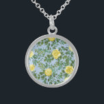 Yellow and Light Blue Rose Vintage Spring Wedding Sterling Silver Necklace<br><div class="desc">Beautiful light blue background with yellow roses makes a gorgeous vintage spring floral design for your wedding or event.</div>