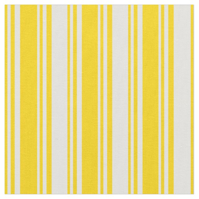 Yellow and Light Cyan Lined/Striped Pattern Fabric (Close Up)