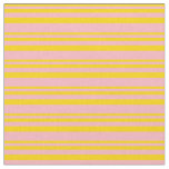 [ Thumbnail: Yellow and Light Pink Colored Stripes Pattern Fabric ]