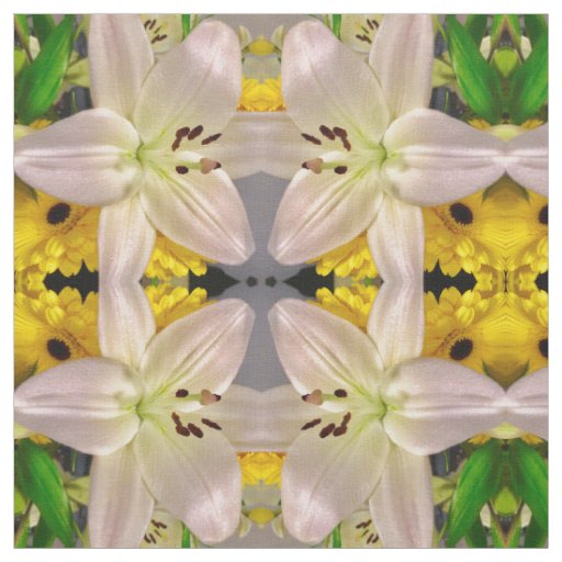 Yellow and Lilies Fabric