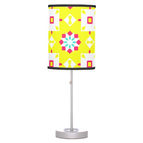 Yellow and magenta abstract pattern table lamp