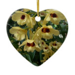 Yellow and Maroon Orchids Elegant Floral Ceramic Ornament